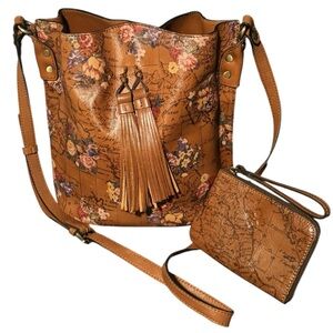 Patricia Nash Octavia Bucket Bag W/ Matching Wristlet & Dustbag